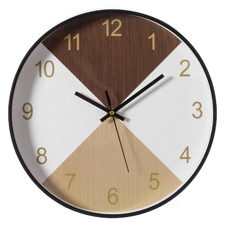 Quickway Imports Decorative Modern Round Wood- Looking Plastic Wall Clock for Living Room, Kitchen, or Dining, Oak QI004142.MC